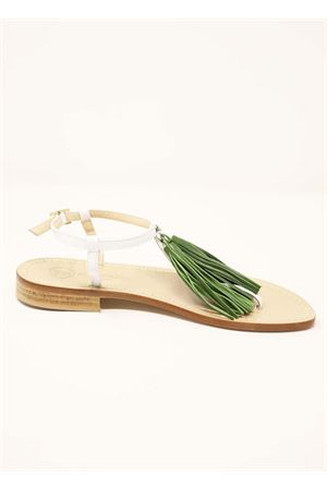 Sandali capresi con nappe verdi Da Costanzo | NAPPINENEWBIANCOVERDE